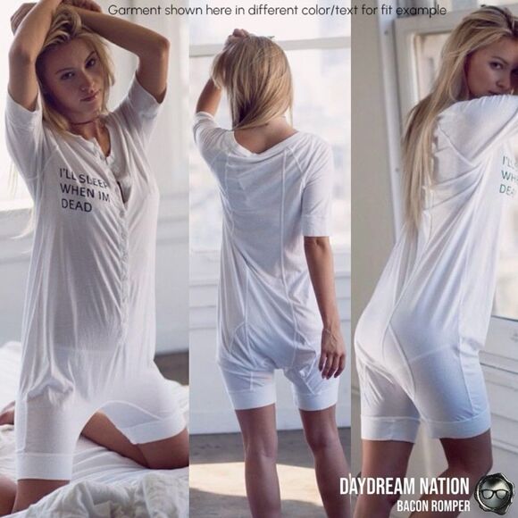 DAYDREAM NATION BACON ROMPER UNION SUIT IN BLACK COTTON/MODAL UNISEX SIZE SMALL - Picture 12 of 16